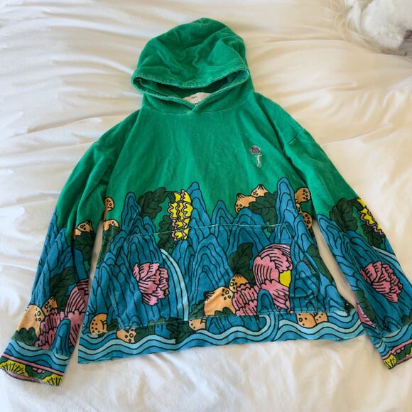 Sundae School Tops - Sonya Dakar x Sundae School Big Jade Energy Terry Hoodie in Green Size L